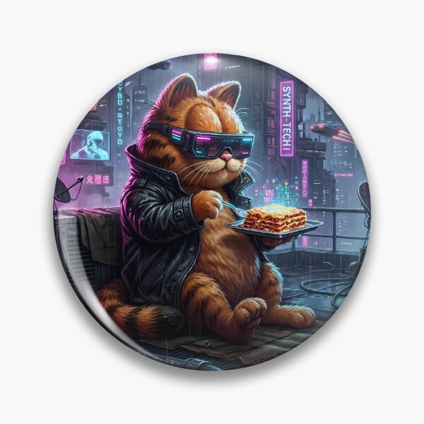 Item preview, Home Retro Neon Cyberpunk Cosmic Cat Lasagna Designs designed and sold by ART ATTACK ZONE.