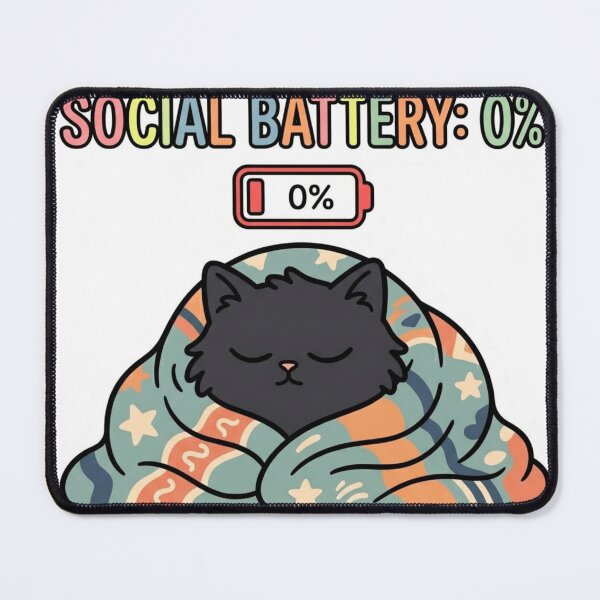 Item preview, Social Battery Zero Percent – Introvert Blanket Cat designed and sold by     Pink Chaos Club.