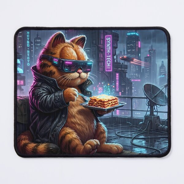 Item preview, Home Retro Neon Cyberpunk Cosmic Cat Lasagna Designs designed and sold by ART ATTACK ZONE.