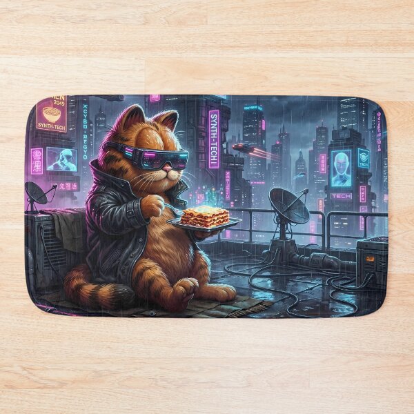Item preview, Home Retro Neon Cyberpunk Cosmic Cat Lasagna Designs designed and sold by ART ATTACK ZONE.
