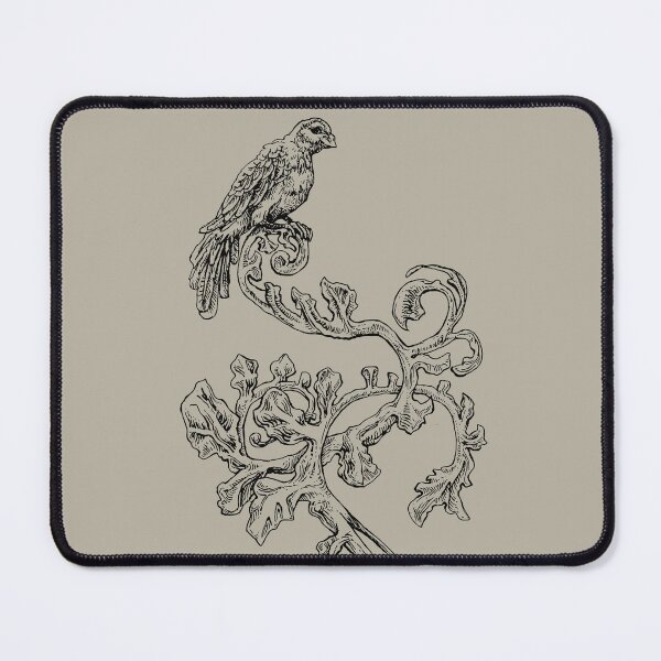 Item preview, Vintage Medieval Heraldic Floral Illustration with Bird and Leaves – Monochrome Line Drawing for Heritage Decor and Fantasy Fans designed and sold by JustasVebra.