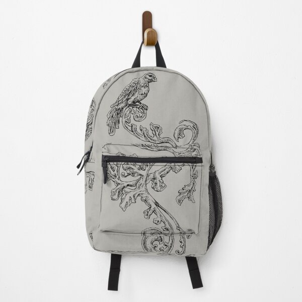 Item preview, Vintage Medieval Heraldic Floral Illustration with Bird and Leaves – Monochrome Line Drawing for Heritage Decor and Fantasy Fans designed and sold by JustasVebra.