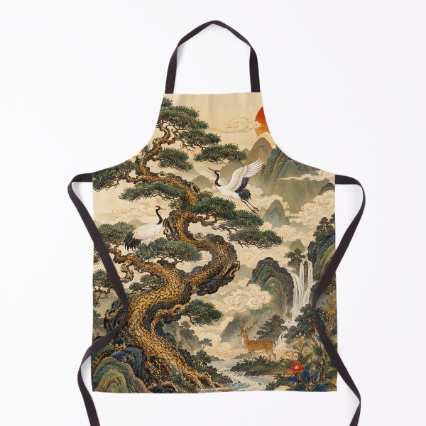 Item preview, Chinese Style Longevity Pine & Crane Art | Traditional East Asian Shou Symbol Painting designed and sold by K-Tradition.