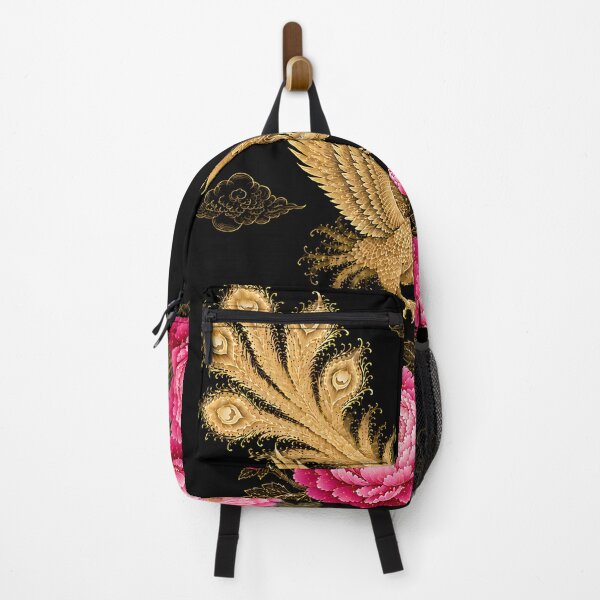 Item preview, Golden Phoenix and Pink Roses | Elegant Korean Folk Art Inspired Wall Art designed and sold by K-Tradition.