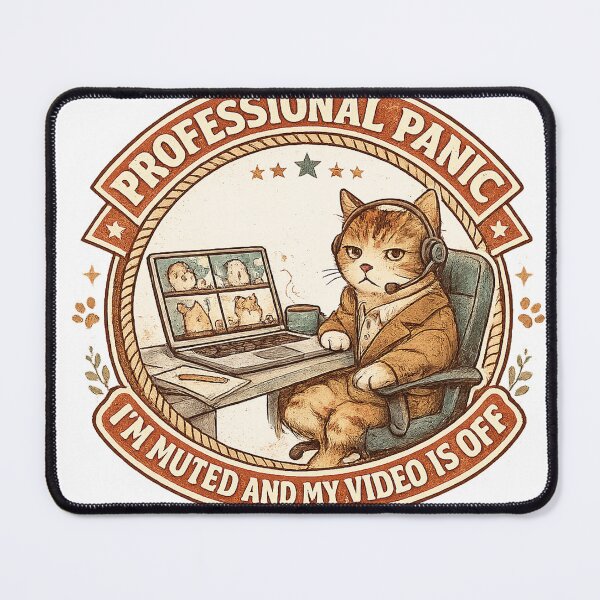 Item preview, Professional Panic Funny Cat Design | I’m Muted and My Video Is Off Retro Work From Home Humor designed and sold by CreativeNest Prints.