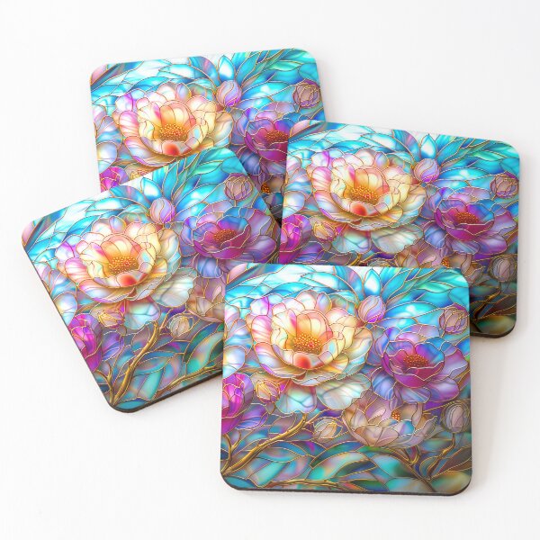 Item preview, Peonies Stained Glass Art designed and sold by MargaretWiktor.