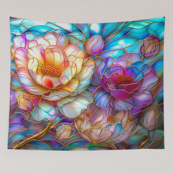 Item preview, Peonies Stained Glass Art designed and sold by MargaretWiktor.