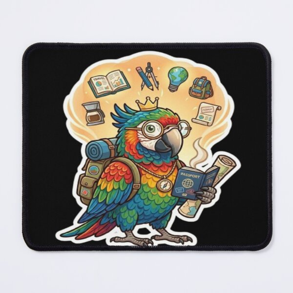 Item preview, Adventurer Parrot with Backpack and Map Illustration designed and sold by DailySparks.