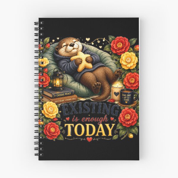 Item preview, Existing Is Enough Today – Cozy Otter Self-Care Illustration designed and sold by Naturalite19.
