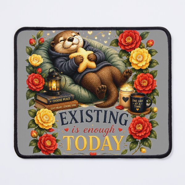Item preview, Existing Is Enough Today – Cozy Otter Self-Care Illustration designed and sold by Naturalite19.