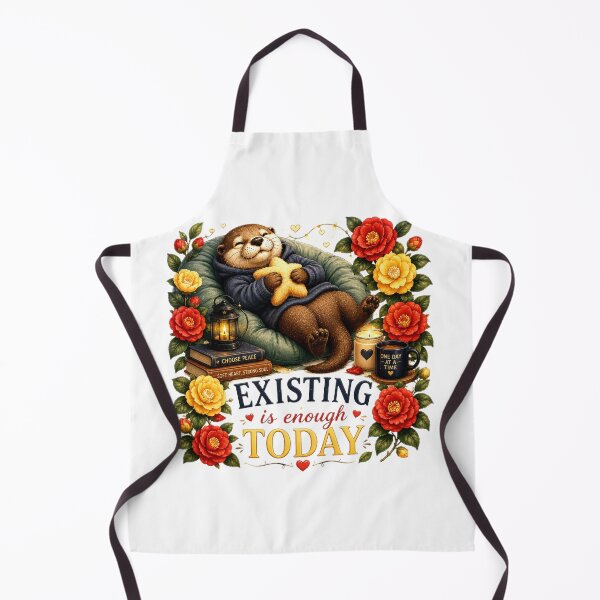 Item preview, Existing Is Enough Today – Cozy Otter Self-Care Illustration designed and sold by Naturalite19.