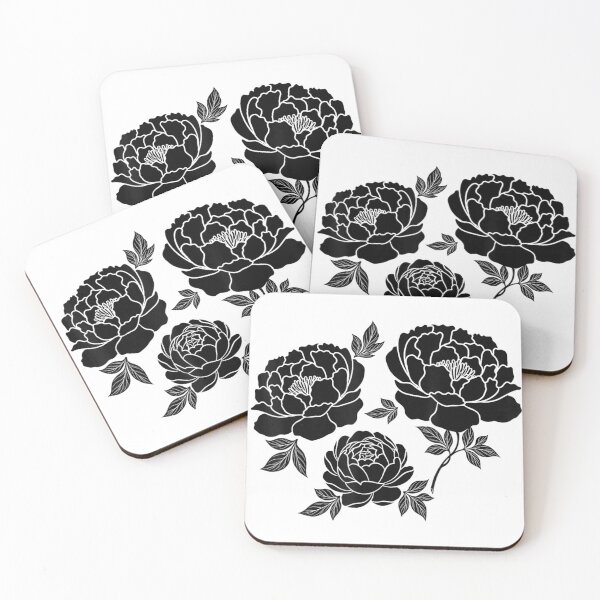Item preview, Elegant Vintage Black Peony Flowers Aesthetic Minimalist Botanical Floral Illustration Art designed and sold by RuperDelois.