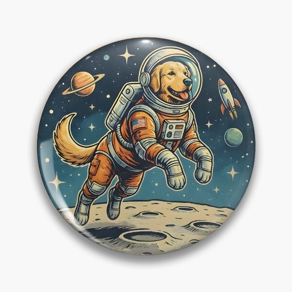Item preview, Astro Golden Retriever The First Good Boy on the Moon designed and sold by SillyPawsStudio.