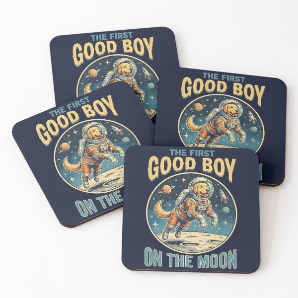 Item preview, Astro Golden Retriever The First Good Boy on the Moon designed and sold by SillyPawsStudio.
