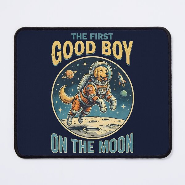 Item preview, Astro Golden Retriever The First Good Boy on the Moon designed and sold by SillyPawsStudio.