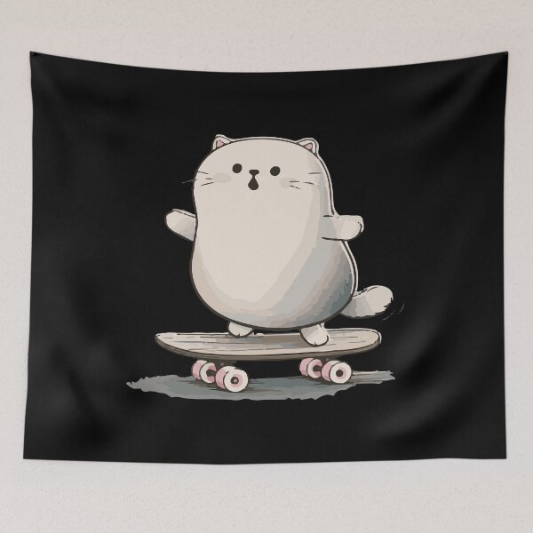 Item preview, Chubby Skateboarding Cat designed and sold by ClubVacay.