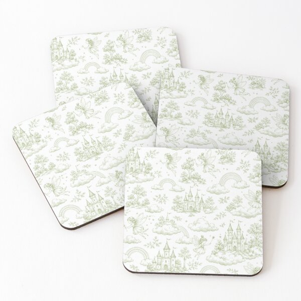 Item preview, Cute fairies in pale green toile designed and sold by Whimsically Yours.