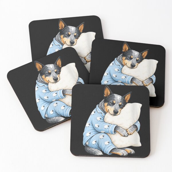 Item preview, Cute Blue Heeler Puppy In Sheep Pajamas Sleeping Hugging Pillow designed and sold by RuperDelois.