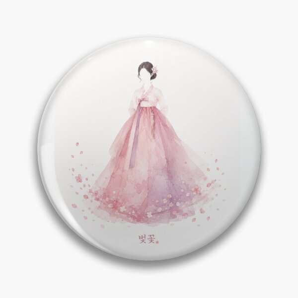 Item preview, Cherry Blossom Hanbok Watercolor Silhouette Korean Aesthetic Art 벚꽃 designed and sold by bloomling.