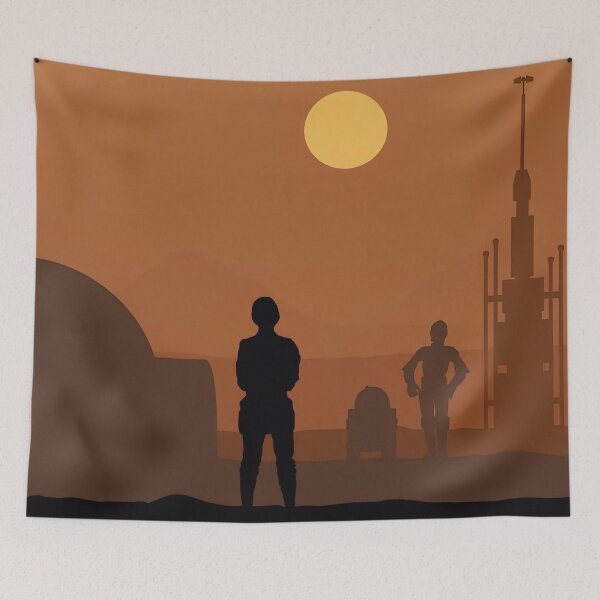 Item preview, Twin Suns Horizon – Minimal Desert Sci-Fi designed and sold by PosterFuel.