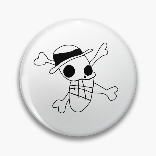 Item preview, Luffy's Jolly Roger - Classic Pirate King Icon Draw Black n' White Version designed and sold by TheStickLab.