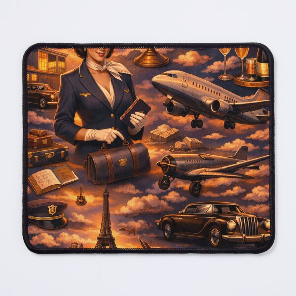 Item preview, Cinematic Elegant Vintage Flight Attendant Design designed and sold by Ve & Co.
