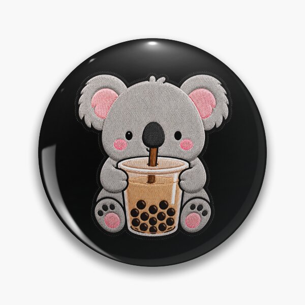 Item preview, Kawaii Koala with Bubble Tea - Cute Koala Embroidery Patch designed and sold by ColorSplash123.