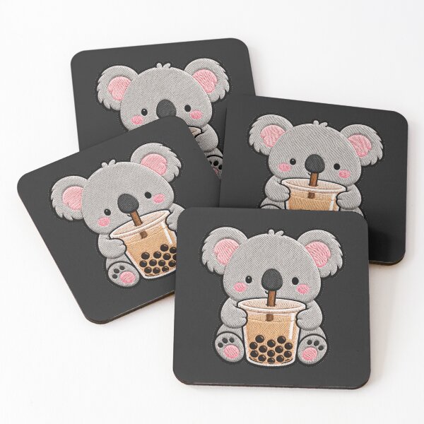 Item preview, Kawaii Koala with Bubble Tea - Cute Koala Embroidery Patch designed and sold by ColorSplash123.