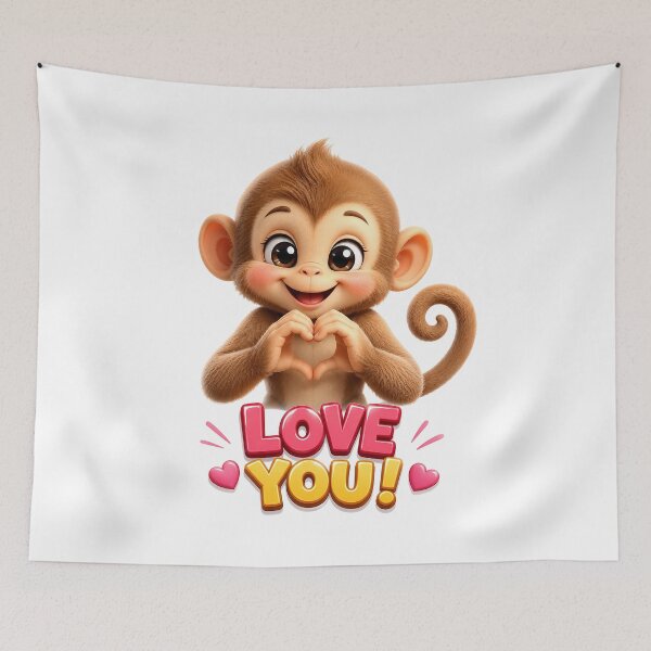 Item preview, Kawaii Heart Hug Monkey designed and sold by BlissBlvdShop.