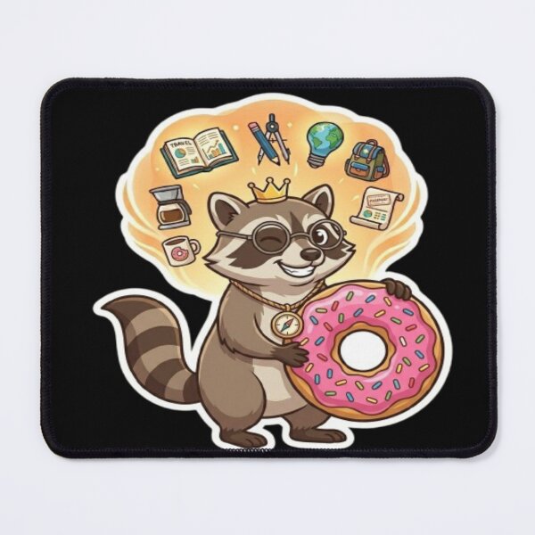 Item preview, Cute Raccoon with Donut Illustration designed and sold by DailySparks.