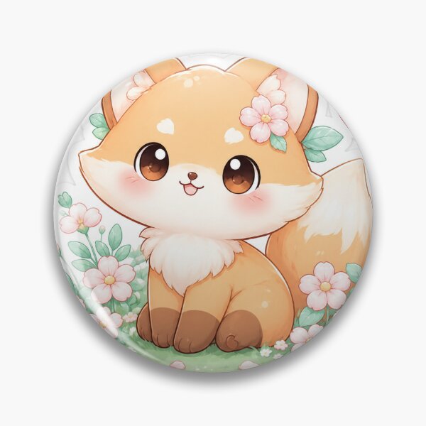 Item preview, Kawaii Fox in Flower Field Sticker designed and sold by CozyKawaiiStudioCo.