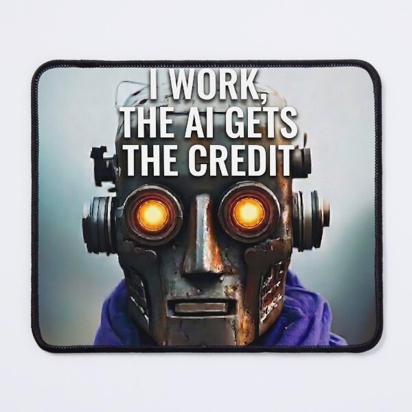 Item preview, I Work The AI Gets The Credit Dystopian Robot designed and sold by ToxicInkArt.