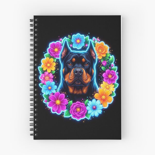 Item preview, Neon Rottweiler Floral Frame designed and sold by JanjjaSoulInk.