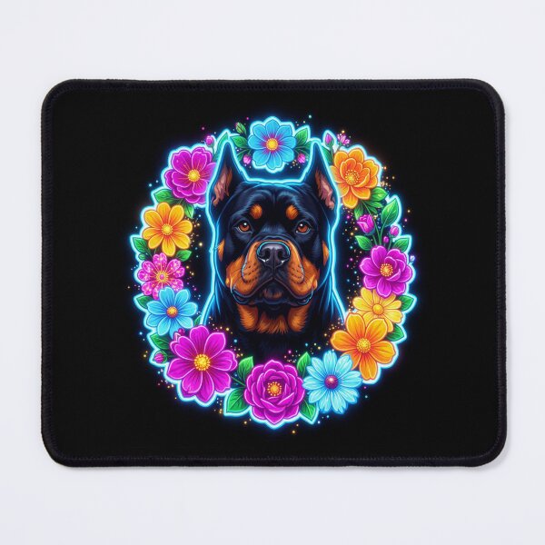 Item preview, Neon Rottweiler Floral Frame designed and sold by JanjjaSoulInk.
