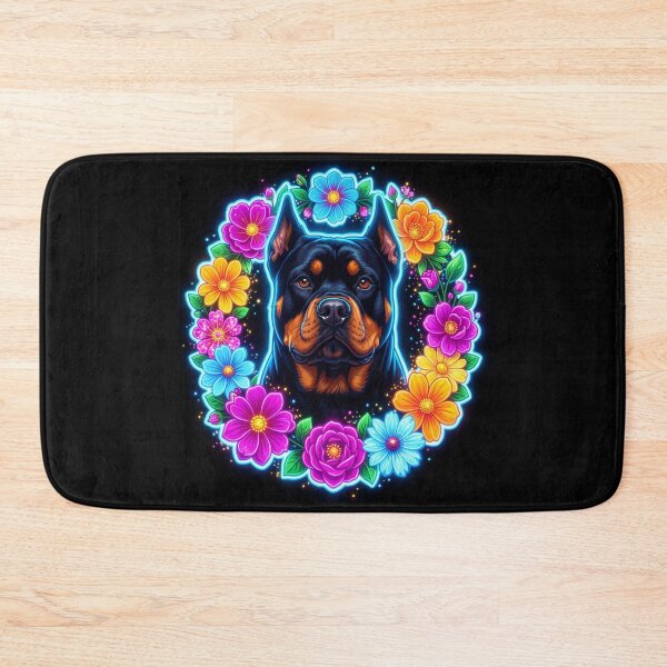 Item preview, Neon Rottweiler Floral Frame designed and sold by JanjjaSoulInk.