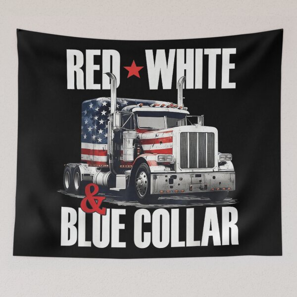 Item preview, Patriotic Red White And Blue Collar American Flag Semi Truck Graphic designed and sold by EricCotanori.