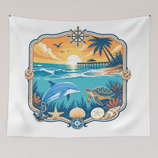 Item preview, Dolphin and Sea Turtle Sunset designed and sold by TraditionalCA.