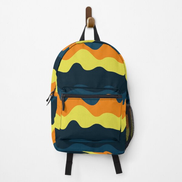 Item preview, Abstract Retro Wave Pattern | Navy Blue Orange Yellow Seamless Mid-Century designed and sold by Dino-Lune.