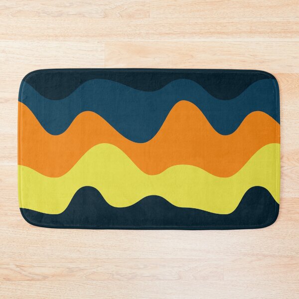Item preview, Abstract Retro Wave Pattern | Navy Blue Orange Yellow Seamless Mid-Century designed and sold by Dino-Lune.