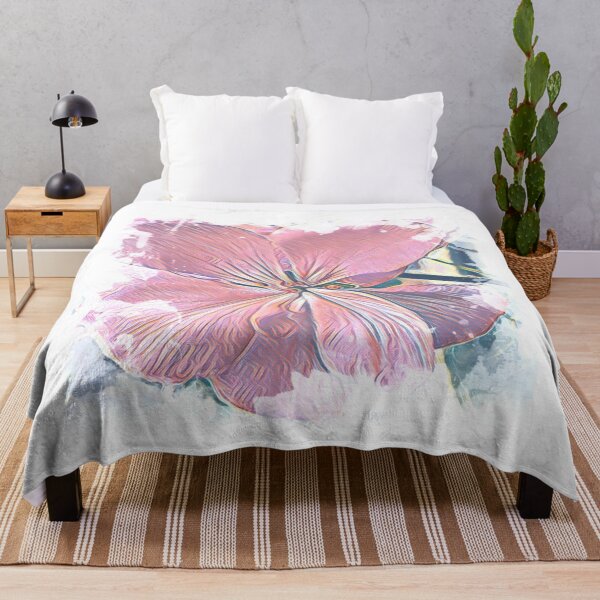 Item preview, Vintage Pastel Pink Geranium Flower Watercolor Art designed and sold by BalkanBloom.