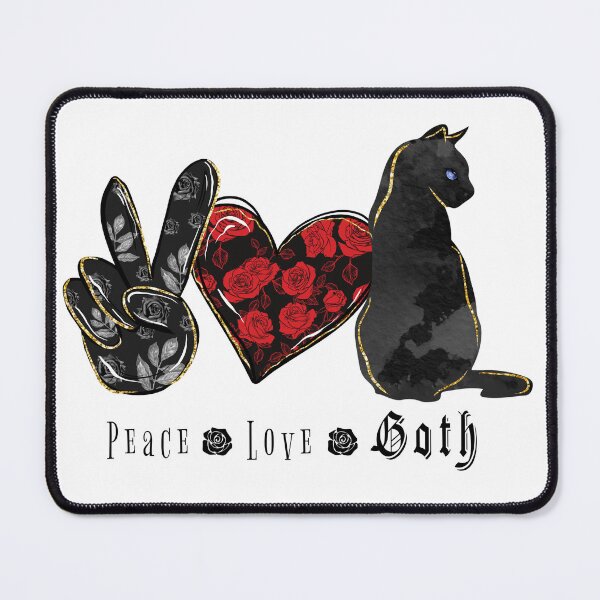 Item preview, Peace Love Goth Cat – Dark Gothic Aesthetic Black Cat Design designed and sold by NightSpell.