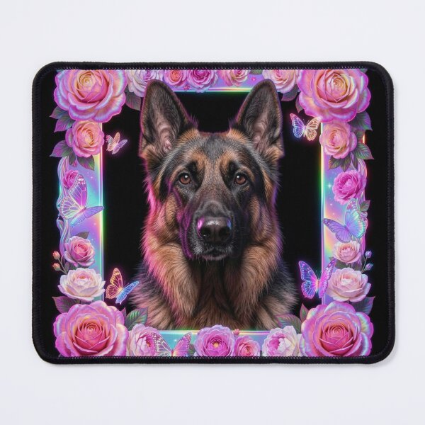 Item preview, German Shepherd Rose Frame Art designed and sold by JanjjaSoulInk.