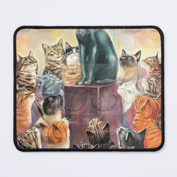 Item preview, Cats Worshipping Bastet Egyptian Cat Goddess Painting designed and sold by MEEGGOO.