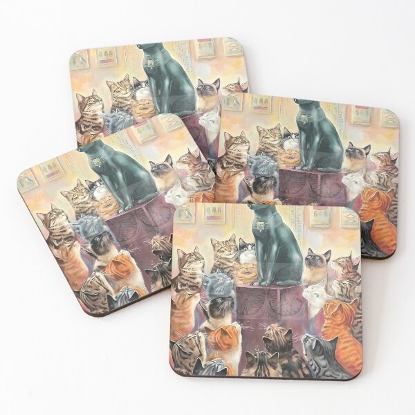 Item preview, Cats Worshipping Bastet Egyptian Cat Goddess Painting designed and sold by MEEGGOO.