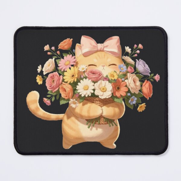 Item preview, Happy Cat With Flower Basket designed and sold by Moody Vibes Studio.