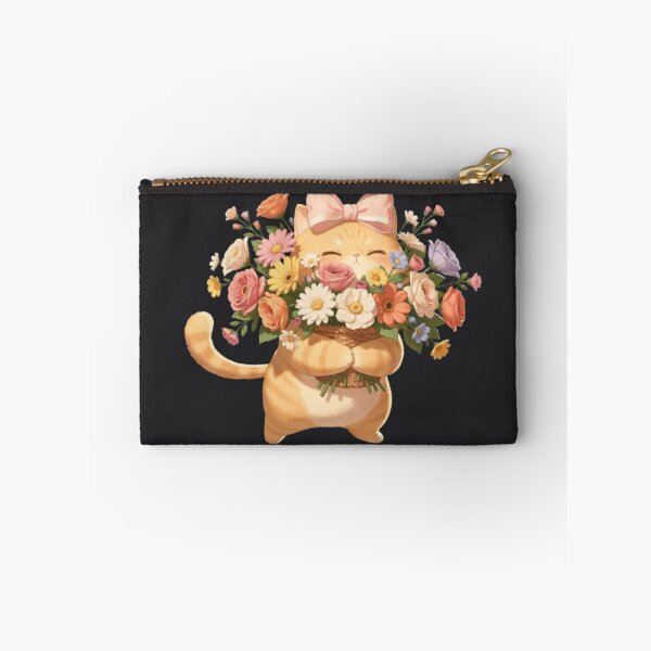 Item preview, Happy Cat With Flower Basket designed and sold by Moody Vibes Studio.