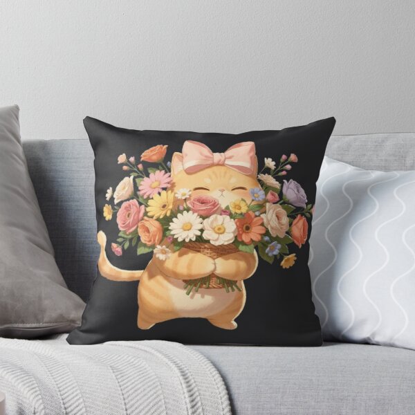 Item preview, Happy Cat With Flower Basket designed and sold by Moody Vibes Studio.