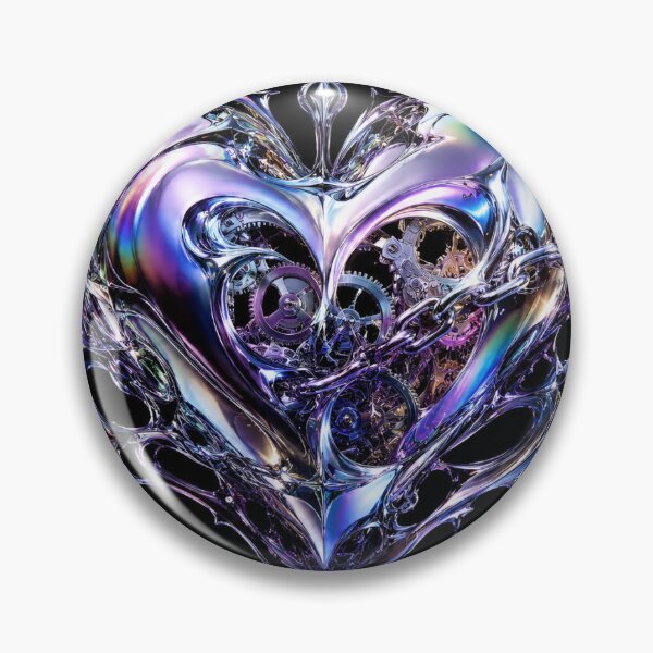 Item preview, Chrome Gothic Mechanical Heart Sticker – Futuristic Cybercore Metallic Heart Art designed and sold by veerubusiness.