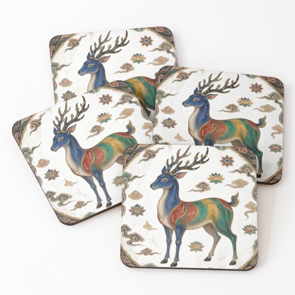 Item preview, Nine-Colored Deer - Dunhuang Mural Art designed and sold by Enchanting East.