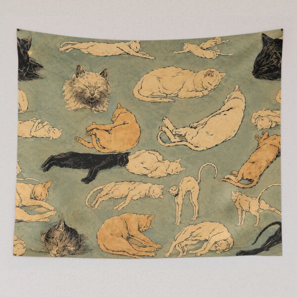 Item preview, Lazy Cats by Theophile Alexandre Steinlen - Art Nouveau Cat Illustration Feline Study Art for Cat Lovers designed and sold by RickE.